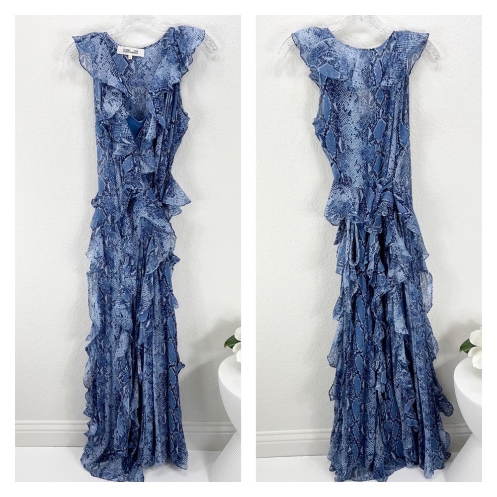 Diane Von Furstenberg Dvf Lacey Python Denim Blue… - image 2